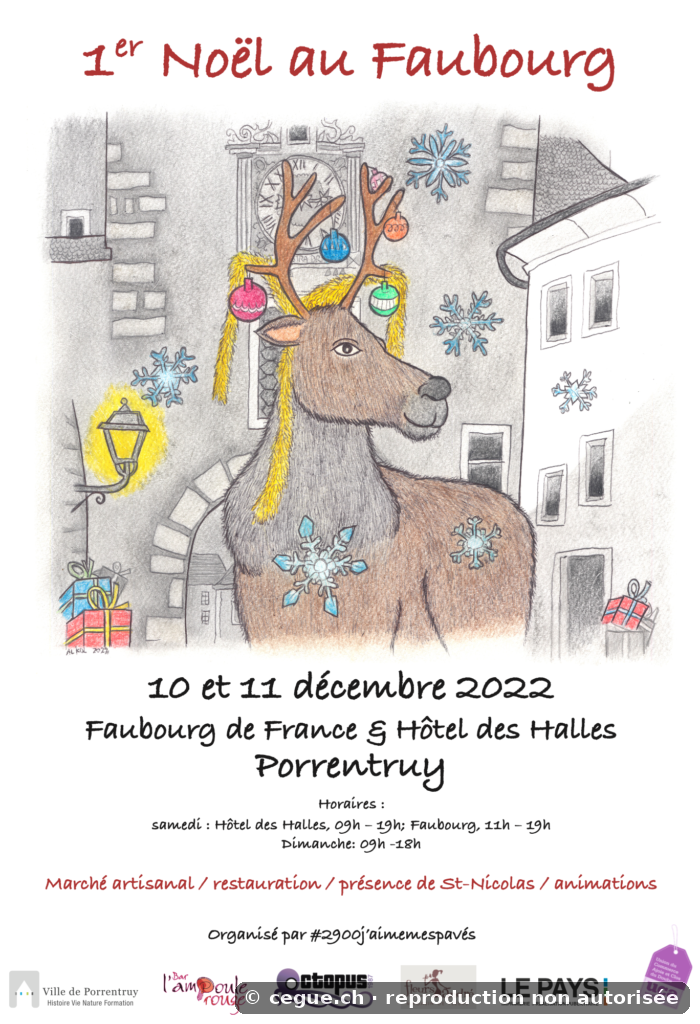 Affiche du premier Noël au Faubourg à Porrentruy