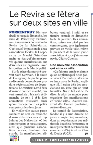 Article de presse sur le Revira de la Saint-Martin