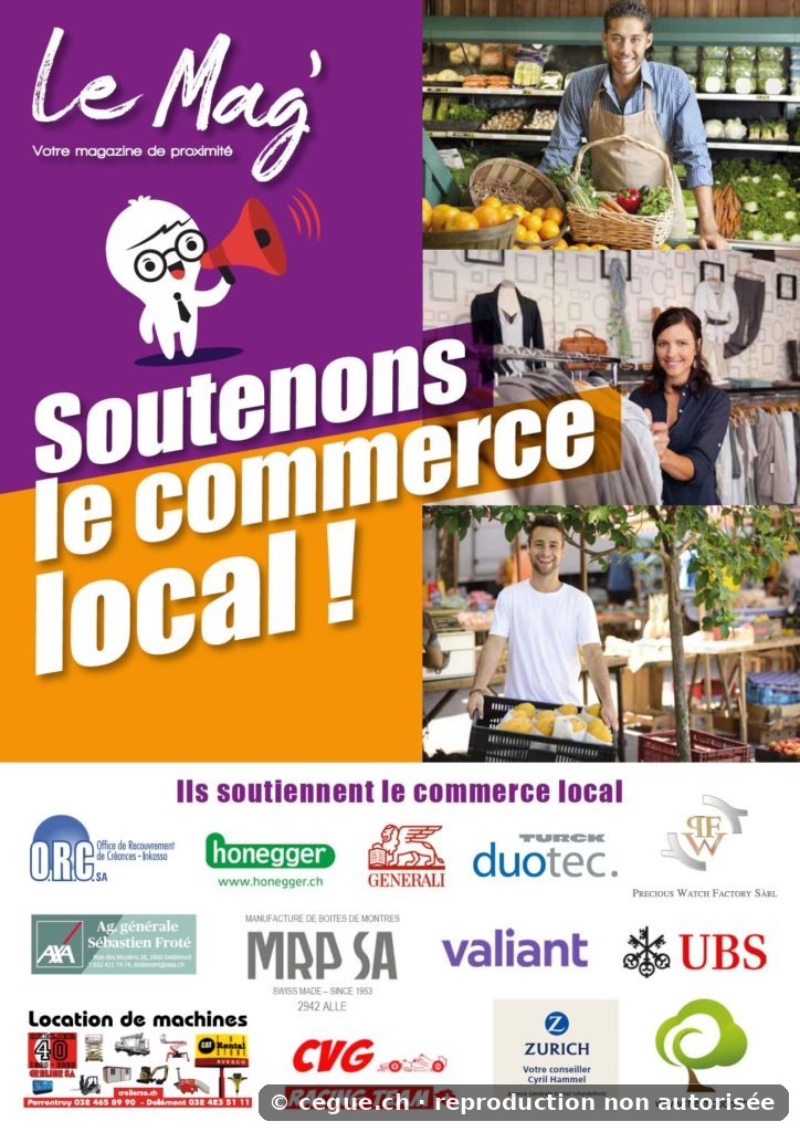 Affiche Soutenons le commerce local avec le logo du CVG Racing Team